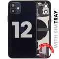 Back Housing W/ Charging Port Flex & Small Parts  For iPhone 12 (EU / Global Version) (Used OEM Pull: Grade B) (Black)