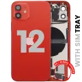 Back Housing W/ Charging Port Flex & Small Parts  For iPhone 12 (EU / Global Version) (Used OEM Pull: Grade C) (Red)