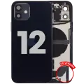 Back Housing W/ Charging Port Flex & Small Parts For iPhone 12 (US Version) (Used OEM Pull: Grade C) (Black)