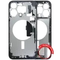 Mid-Frame Housing  W/ Charging Port Flex & Small Parts  For iPhone 15 Pro Max (EU / Global Version) (Used OEM Pull: Grade B) (Blue Titanium)