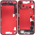 Mid-Frame Housing  W/ Charging Port Flex & Small Parts  For iPhone 14 Plus (EU / Global Version) (Used OEM Pull: Grade C) (Red)