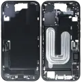 Mid-Frame Housing  W/ Charging Port Flex & Small Parts  For iPhone 16 (EU / Global Version) (Used OEM Pull: Grade C) (Black)