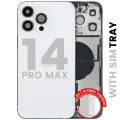 Back Housing W/ Charging Port Flex & Small Parts  For iPhone 14 Pro Max (EU / Global Version) (Used OEM Pull: Grade B) (Silver)