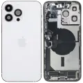 Back Housing W/ Charging Port Flex & Small Parts  For iPhone 14 Pro Max (EU / Global Version) (Used OEM Pull: Grade B) (Silver)