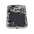 Back Housing W/ Charging Port Flex & Small Parts Compatible For iPhone 17 Pro Max (EU / Global Version) (Used OEM Pull: Grade A) (Silver)