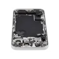Back Housing W/ Charging Port Flex & Small Parts Compatible For iPhone 17 Pro Max (EU / Global Version) (Used OEM Pull: Grade A) (Silver)