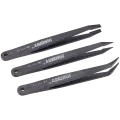 Anti-Static Heat Resistant Flat Pointed Curved Tweezers 3 Piece Set (JM-T11) (Jakemy)