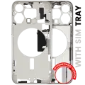 Mid-Frame Housing  W/ Small Parts For iPhone 15 Pro Max (EU / Global Version) (Used OEM Pull: Grade C) (White Titanium)