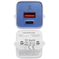 30W Dual-Port Wall Charger with GaN Fast Charging (USB-C + USB-A) (AmpSentrix Pro) (220V Euro) (Ultramarine)