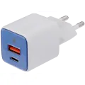 30W Dual-Port Wall Charger with GaN Fast Charging (USB-C + USB-A) (AmpSentrix Pro) (220V Euro) (Ultramarine)