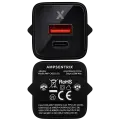 30W Dual-Port Wall Charger with GaN Fast Charging (USB-C + USB-A) (AmpSentrix Pro) (220V Euro) (Black Titanium)