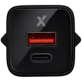 30W Dual-Port Wall Charger with GaN Fast Charging (USB-C + USB-A) (AmpSentrix Pro) (220V Euro) (Black Titanium)