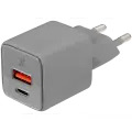 30W Dual-Port Wall Charger with GaN Fast Charging (USB-C + USB-A) (AmpSentrix Pro) (220V Euro) (Natural Titanium)