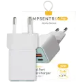 30W Dual-Port Wall Charger with GaN Fast Charging (USB-C + USB-A) (AmpSentrix Pro) (220V Euro) (Teal)