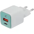 30W Dual-Port Wall Charger with GaN Fast Charging (USB-C + USB-A) (AmpSentrix Pro) (220V Euro) (Teal)