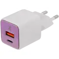 30W Dual-Port Wall Charger with GaN Fast Charging (USB-C + USB-A) (AmpSentrix Pro) (220V Euro) (Pink)