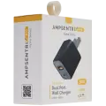 30W Dual-Port Wall Charger with GaN Fast Charging (USB-C + USB-A) (AmpSentrix Pro) (Black Titanium)