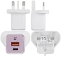 AmpSentrix 30W 2-in-1 USB-C / USB-A Wall Adapter (220V / UK Plug) (Pink)