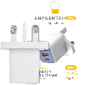 AmpSentrix 30W 2-in-1 USB-C / USB-A Wall Adapter (220V / UK Plug) (Ultramarine)