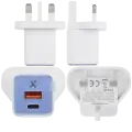 AmpSentrix 30W 2-in-1 USB-C / USB-A Wall Adapter (220V / UK Plug) (Ultramarine)
