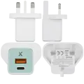 AmpSentrix 30W 2-in-1 USB-C / USB-A Wall Adapter (220V / UK Plug) (Teal)