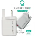 AmpSentrix 20W Dual-Port (USB-C + USB-A) Wall Adapter (220V / UK Plug)