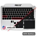 Top Case with Battery and Keyboard (ANSI US) For MacBook Pro 13" A2289 (2020) (Used OEM Pull: Grade B/C) (Silver)