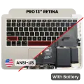 Top Case with Battery and Keyboard (ANSI US) For MacBook Pro 13" A1502 (2015) (Used OEM Pull: Grade A)