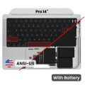 Top Case with Battery and Keyboard (ANSI US) For MacBook Pro 14" A2442 (2021) / A2779 (2023) (Used OEM Pull: Grade A) (Silver)