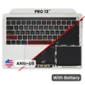 Top Case with Battery and Keyboard (ANSI US) For MacBook Pro 13" A2159 (2019) (Used OEM Pull: Grade A) (Silver)