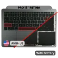 Top Case with Battery and Keyboard (ANSI US) For MacBook Pro 13" A1708 (2016) (Used OEM Pull: Grade B/C) (Space Gray)