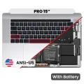 Top Case with Battery and Keyboard (ANSI US) For MacBook Pro 15" A1990 (2018-2019) (Used OEM Pull: Grade B/C) (Silver)