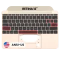 Top Case with Keyboard (ANSI US) and Microphone For MacBook 12" A1534 (2016-2017) (Used OEM Pull: Grade B/C) (Gold)