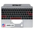 Top Case with Keyboard (ANSI US) and Microphone For MacBook 12" A1534 (2015) (Used OEM Pull: Grade A) (Space Gray)