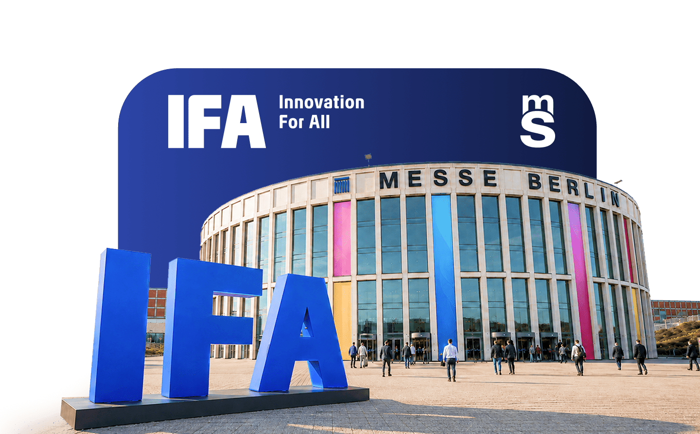 MobileSentrix at IFA Berlin 2026 &mdash; Messe Berlin entrance with the IFA letter sculpture